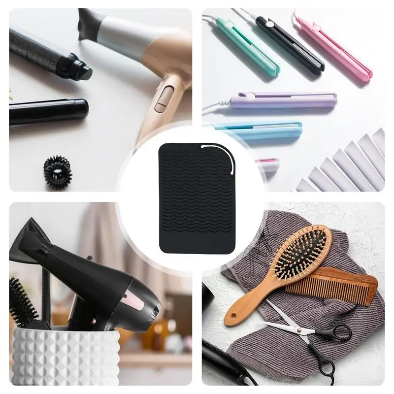 Silicone Hair Curling Wand Cover Hair Straightener Storage Bag Hairdressing Curling Iron Insulation Mat Heat Resistant Pouch