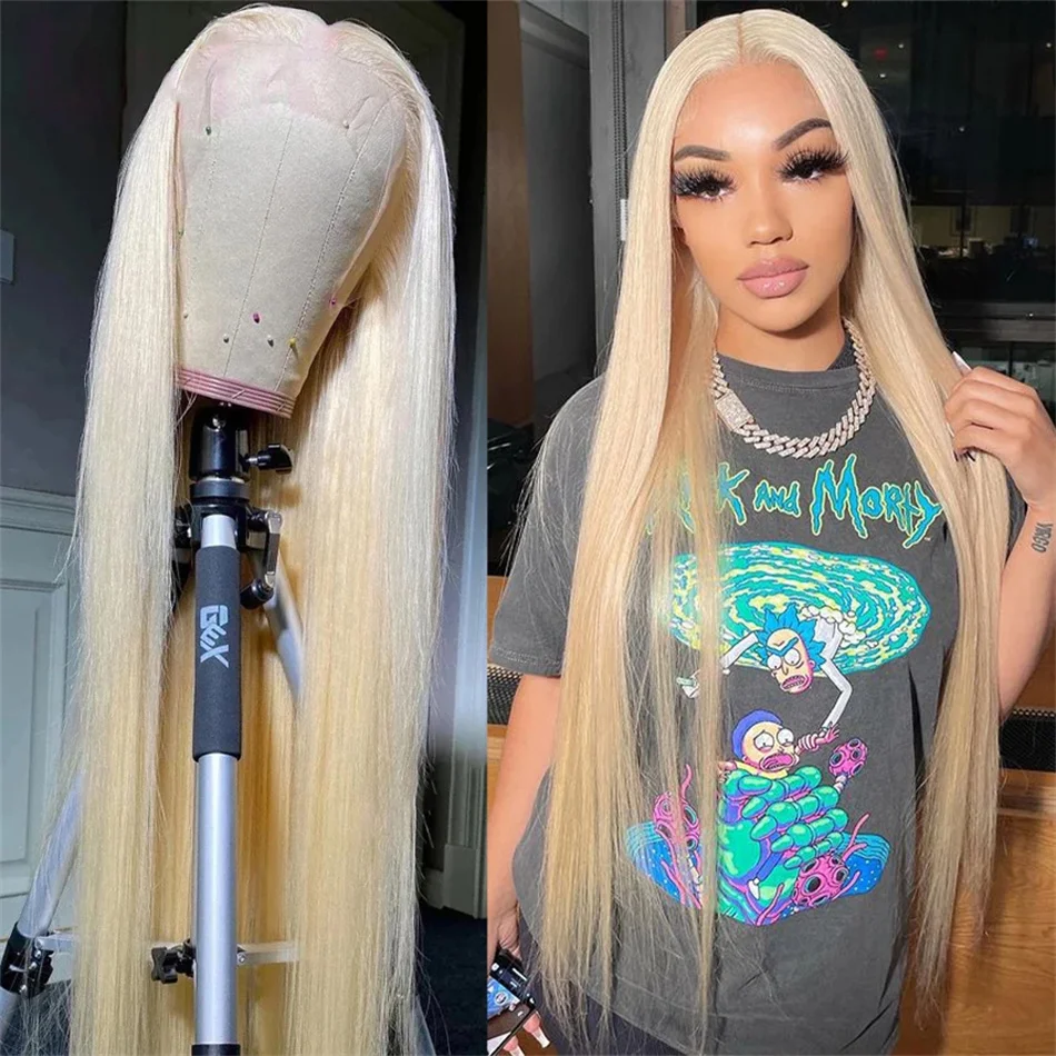 

613 Honey Blonde Lace Frontal Wig Brazilian Pre Plucked Straight Deep Wave 13x4 Blonde HD Transparent Lace Front Human Hair Wig