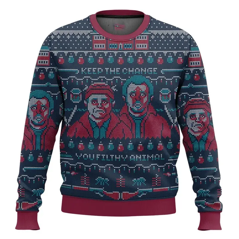 Merry Christmas alone at home Ugly Christmas sweater cartoon animation Men's pullover 2026 fashionable couple shirts Sweatshirt - Image 15