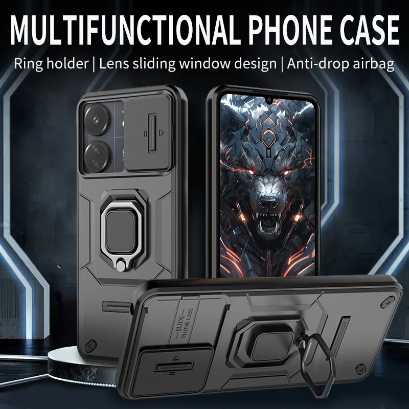 Armor Shockproof Case with Ring Magnetic Holder - Protective Cover