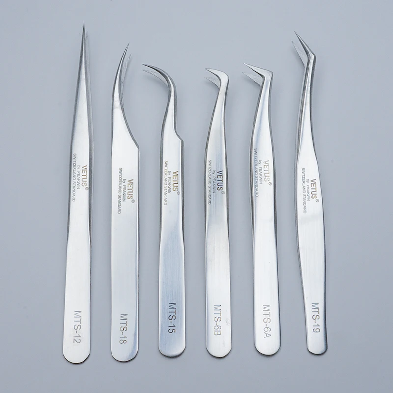New VETUS Eyelashes Tweezers High Precision Stainless Steel Superhard Tweezers Anti-static Lashes Eye Brow Tweezers Watch Tools 3