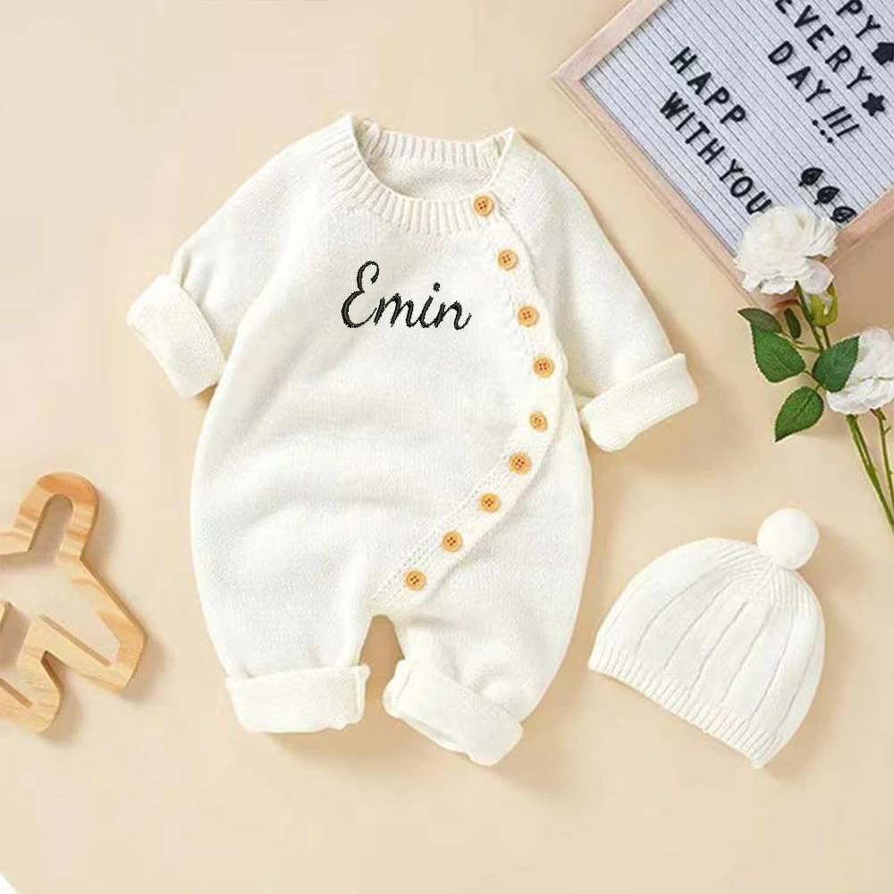 Personalized Name Newborn Infant Baby Boys Girls Bodysuit Embroidery Baby Romper Set Shower Birthday Party Gift Set