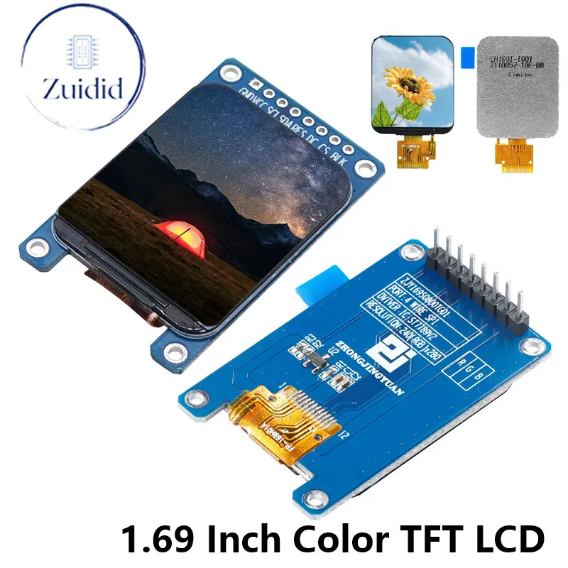 

10,1-дюймовый цветной TFT-дисплей, модуль 1,69 дюйма, HD IPS LCD, стандартный экран 1,69x240 280 *, интерфейс SPI, плата драйвера контроллера ST7789