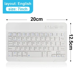 Rechargeable Wireless Portable Mini Bluetooth Keyboard with Keycaps (7 inch White English)