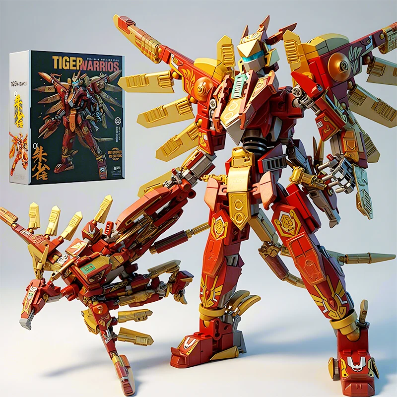 2in1 Transformable Robot Building Blocks Mythical Vermilion Bird Mecha Warrior C