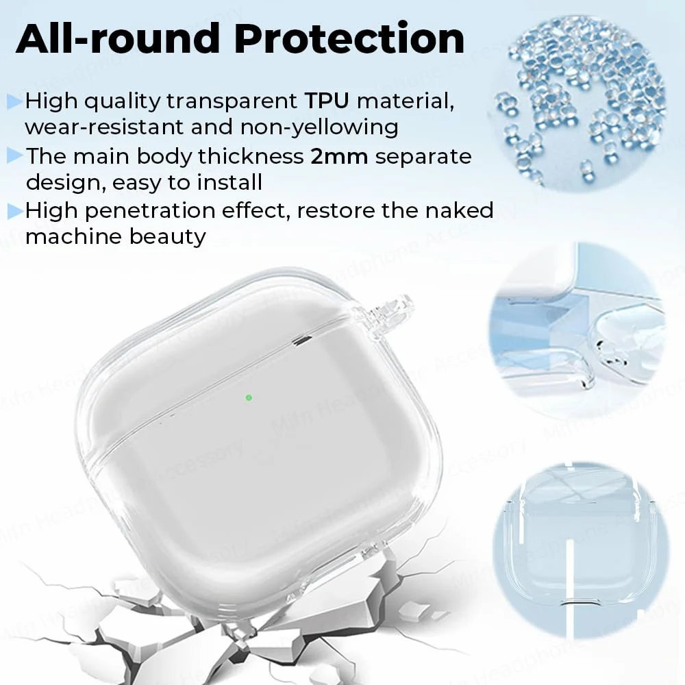 Étui De Protection R-fun Pour AirPods Pro 3 – Transparent, Résistance Militaire, Verrou, Kit Nettoyage