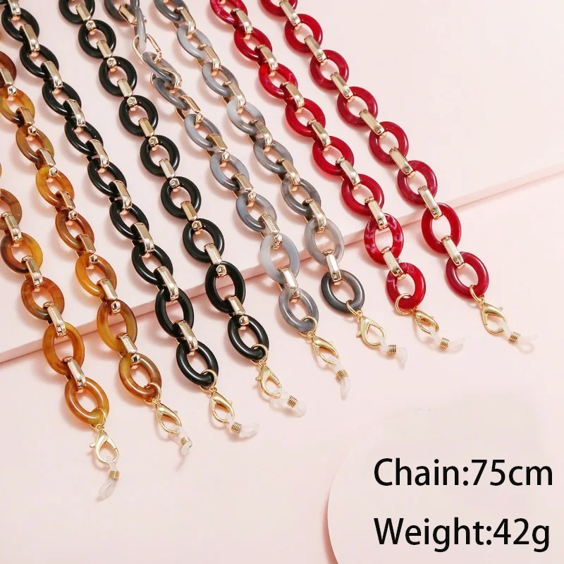 

2023 New Fashion Color Acrylic Mask Holder Lanyard for Women Outdoor Vintage Golden Buckle Non-Slip Glasses Chain Neck Strap