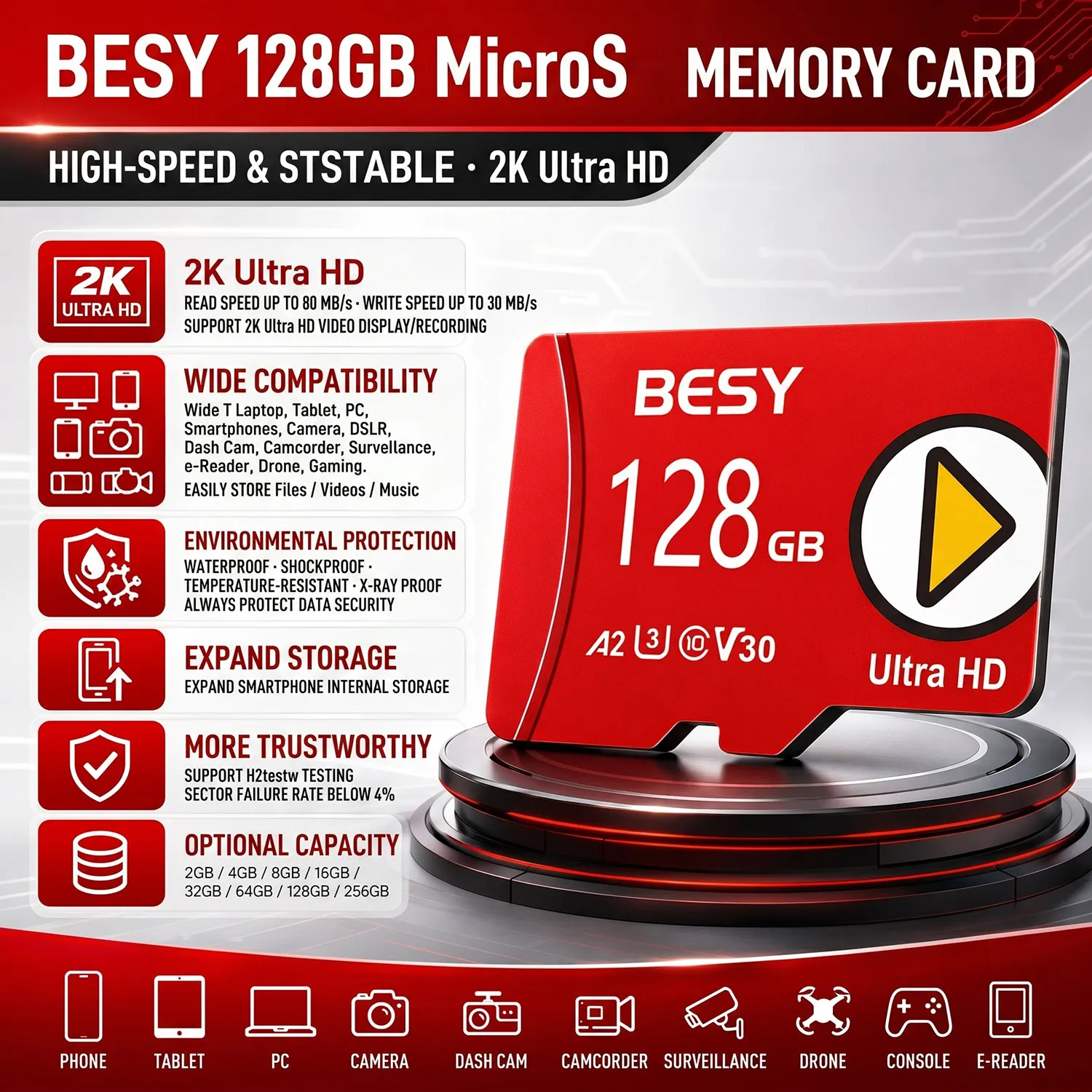 V30 A2 새로운 스타일 128GB 메모리 TF 카드 64GB 미니 SD 카드 용량 32GB U3 256GB 마이크로 TF/SD 32GB Class10 카드 256GB