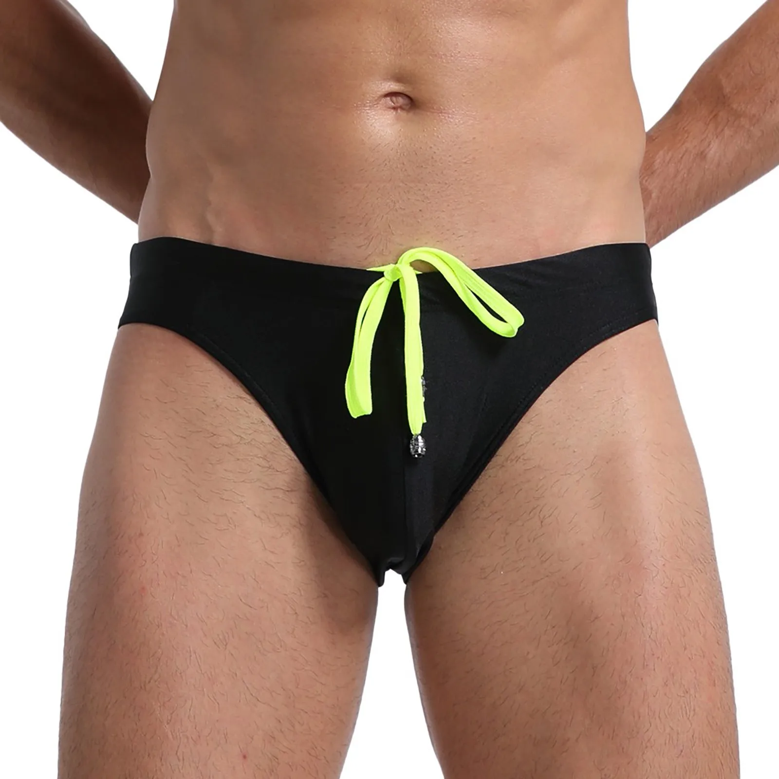 

Men'S Breathable Swimwear Classic Solid Color Drawstring Underpant Swimsuit Fitness Training Shorts Summer Hawaiian Beachwear