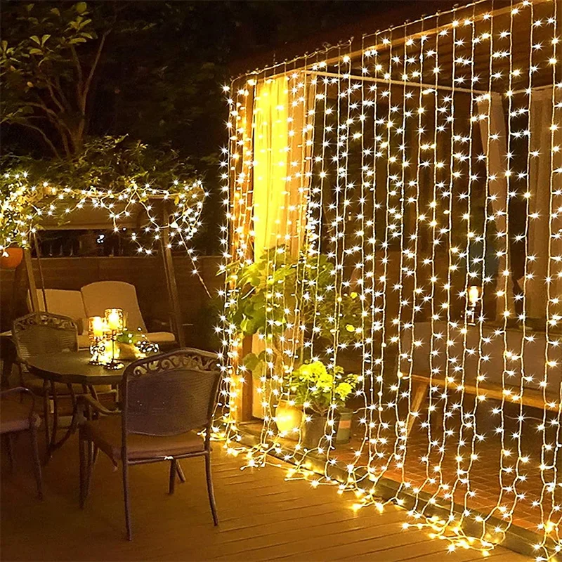 Curtain Garland Led String Lights Festival Christmas Decoration 8 Mode Usb Remote Control Holiday Light For Bedroom Home Outdoor outdoor shower curtain seaside scenery sea animals sea island on green plants polyester fabric shower screen bathroom decoration