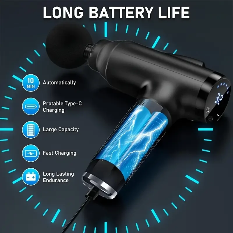 Portable Fascia Gun Vibration Massage Gun with 4 Massage Heads For Body Neck Back Deep Muscle Relaxation Sports Fitness Slimming - Image 4