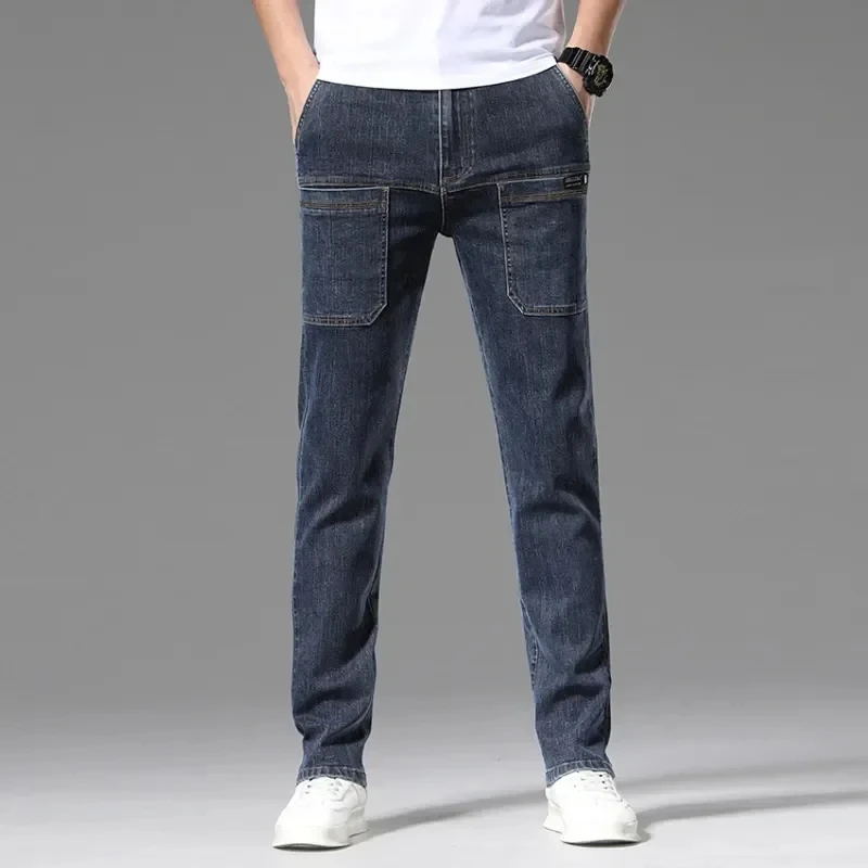 Men Jeans Cargo Denim Pants Casual Pocket Straight Jeans Womens Streetwear
