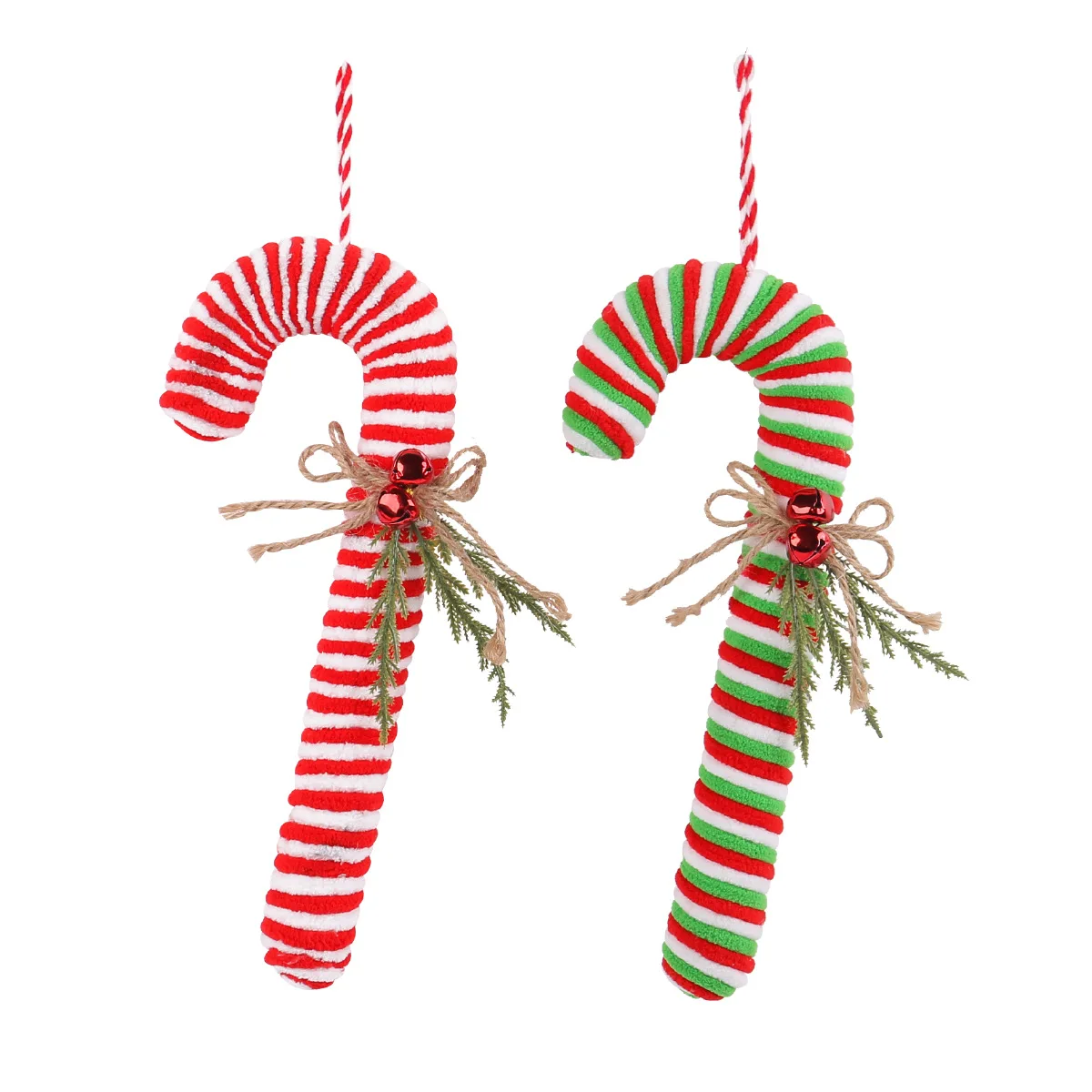 Christmas Plush Soft Candy Cane Cane Hook Ornaments Christmas Tree Hanging Props Holiday Party Decor