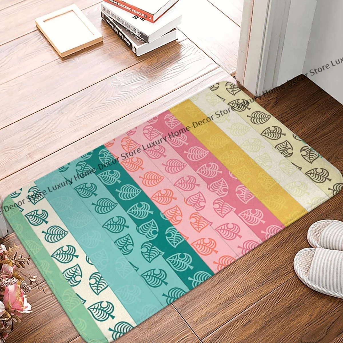 Animal Crossing: New Horizons Bath Tappeto Antiscivolo Foglia Flanella Mat Benvenuto Zerbino Home Decor Tappeto