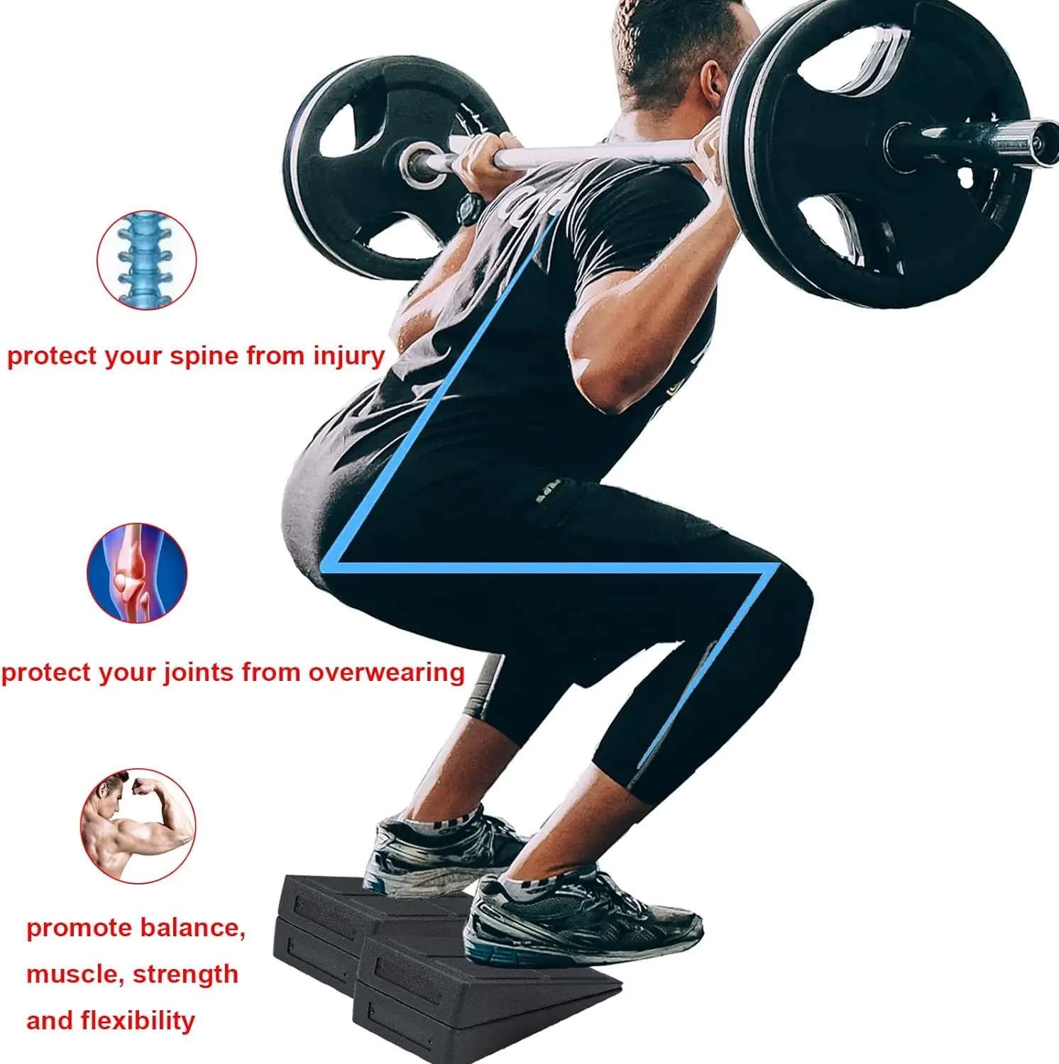 Description Picture 2 of item3pcs/Set Calf Stretcher Slant Blocks Slant Board Adjustable Non-Slip Foot Stretcher for Exercise Gym Fitness Yoga Accessorie