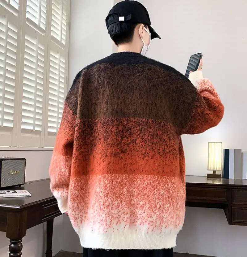 2023 New Three Color Contrast Snowflake Dot Knitted Shirt Autumn Winter Men Casual Fashion Pullover Sweater Round Neck Men's Top