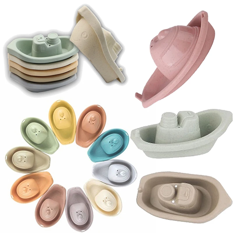 

Baby Bath Toy for Toddler Bath Toy Pool Toys Beach Toys Eco-Friendly Wheat Straw Bath Boat for Kids Baby Stackable Bathtub Toys