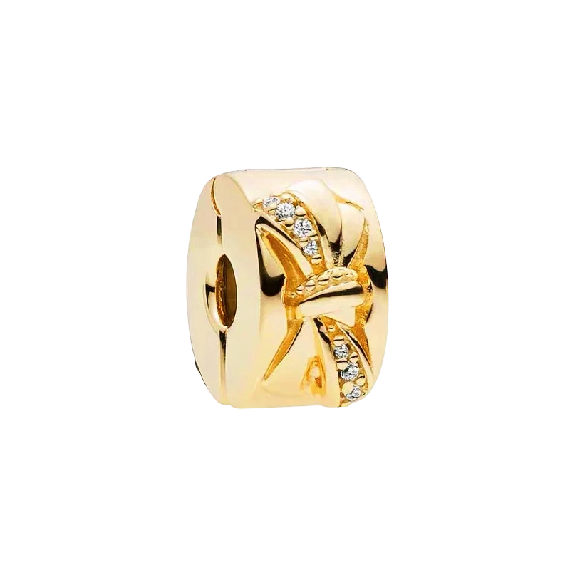 Sparking Gold Plated Charm Beads Pendant For Original Snake Silver Bracelet Necklace DIY Jewelry Women Gift