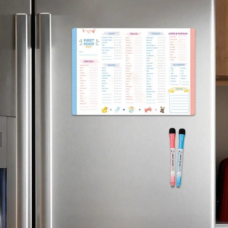 Baby Food Tracker Magnetic Erasable Chart