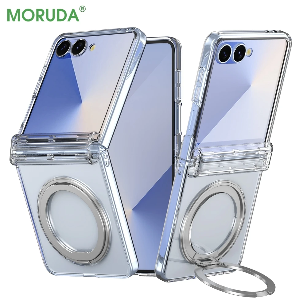 Electroplating Transparent Shockproof Case with Hinge Protection, Ring Holder, and Magnetic Feature
