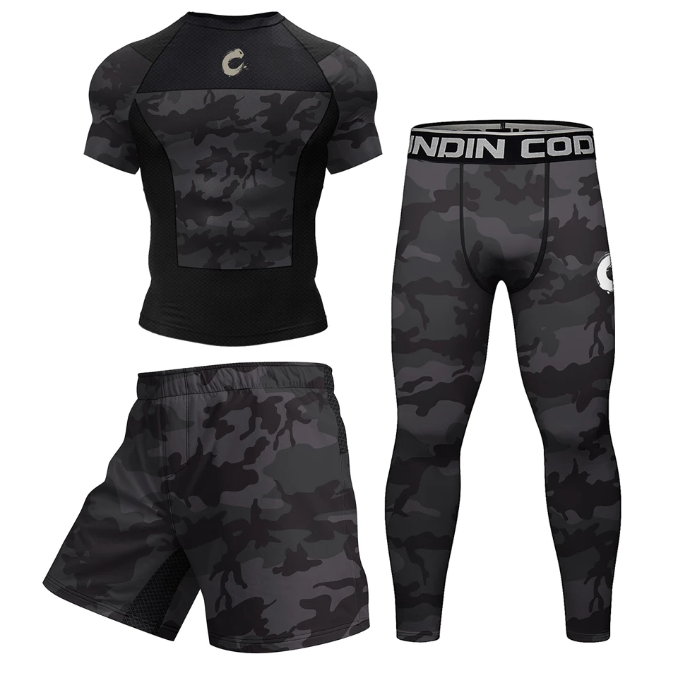 Mens Black No Gi BJJ Jiu Jitsu Set - MMA Shorts  Compression Rashguard
