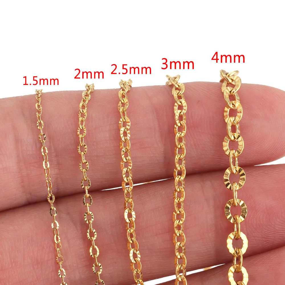 2 Meter Edelstahl-Kabelketten mit Textur für die Schmuckherstellung, O-förmige Kette, DIY-Halskette, Armband, Schmuckkette, Zubehör – Detail 1
