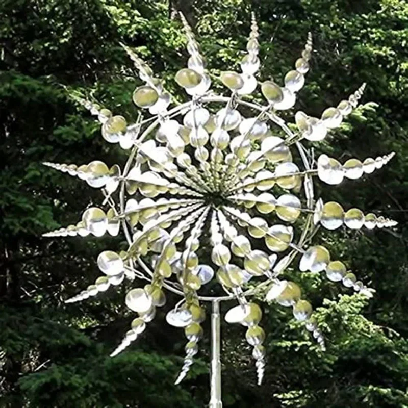 Garden Windmill Magical Kinetic Metal Windmill Spinner Wind Powered Catchers Garden Decoration