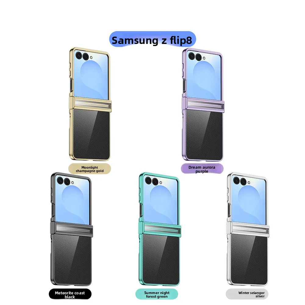 Luxury Transparent Plating PC Phone Case with Clear Hinge Protective Hard Cover