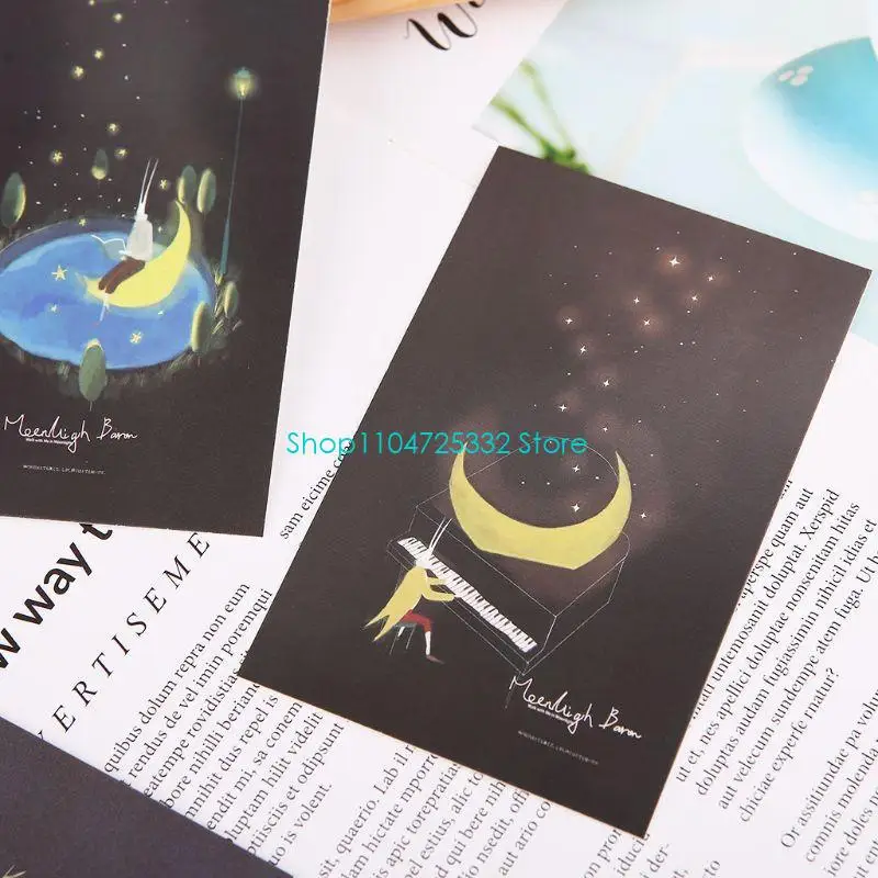 P5EA 30개입 어두운 달빛 인사말 엽서 N에 빛나는 빈티지 빛나는 엽서