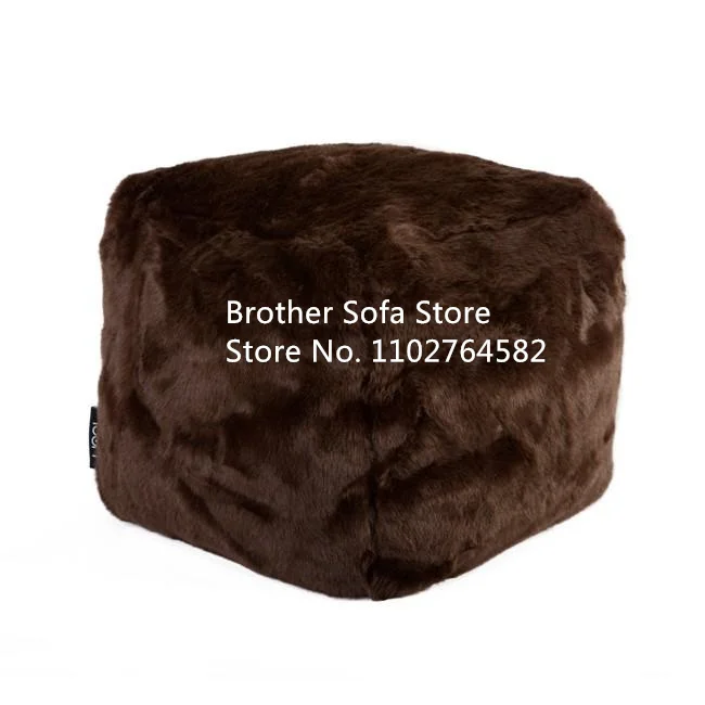 Fur fabric Ottoman bean bag Pouffe Stool Dressing Table Stool no Legs Removable Cover Soft Footstool bean bag step stool