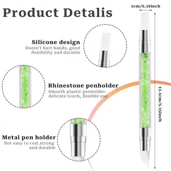 1/5 Pcs Silicone Nail Tools Dual Tipped Nail Art Sculpture Pen Rhinestone Nail Polish Carving Pen Rubber Tip Nail Brushes 2