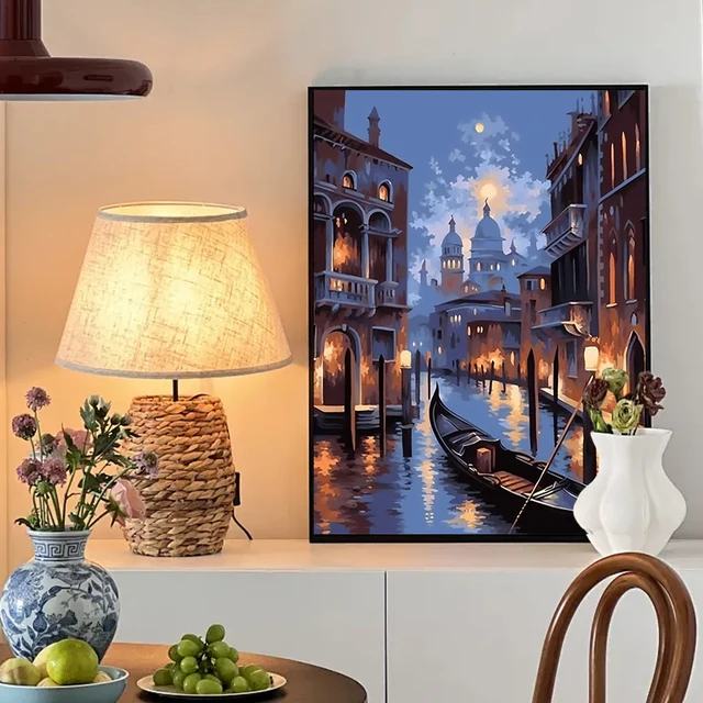 Gatyztoire – peinture par numéros pour adultes, marqueurs de paysage de nuit de ville par numéros, toile de dessin, Kits de travaux manuels en acrylique, décoration de la maison 3
