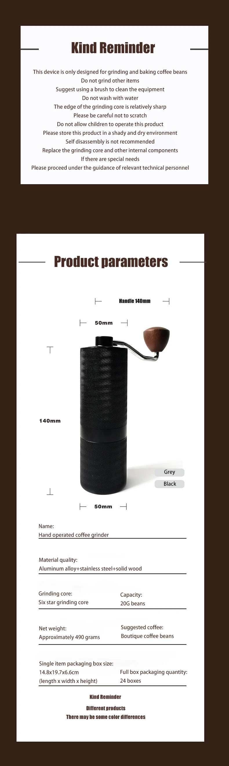 Seb50a194db8d461eb6900efe3694b917w Portable Coffee Hand Grinder Adjustable Manual Espresso Grinder with Precision Steel Grinding Core