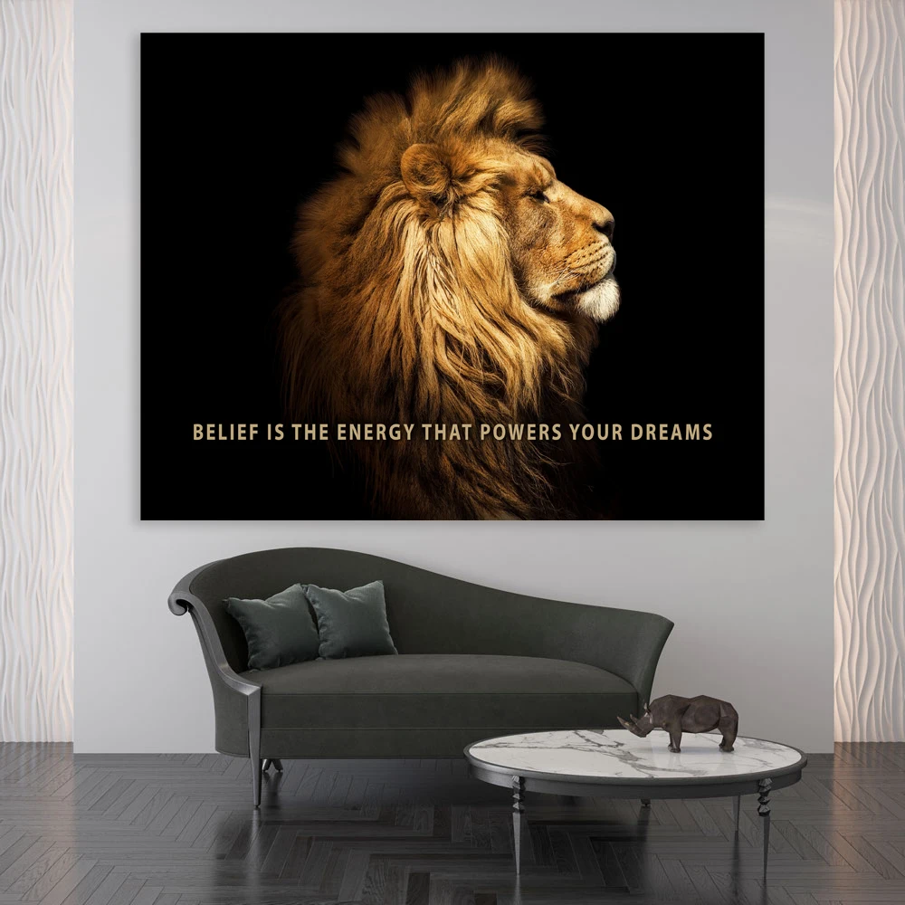 

Lion Motivational Art Poster Lion Power Your Dreams Motivational Quote Canvas Paintings Poster Wall Art Home Art Office Decor