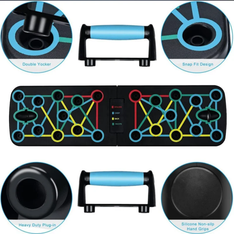 Ensemble de planche à pompes multifonction portable et pliable, équipement de fitness pour l'entraînement de la poitrine, du dos et des abdominaux à domicile._voghion.com