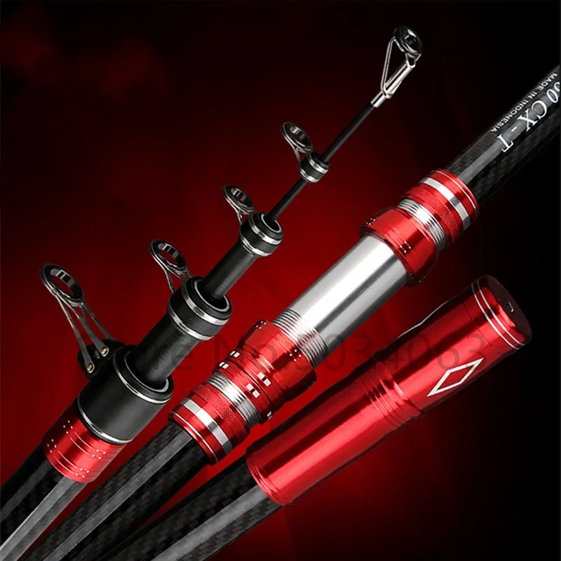 Telescopic Fishing Rod 2.7m Travel Surf Rod Spinning Power 5-300g Throwing Surfcasting Carbon Baitcasting Rod 4