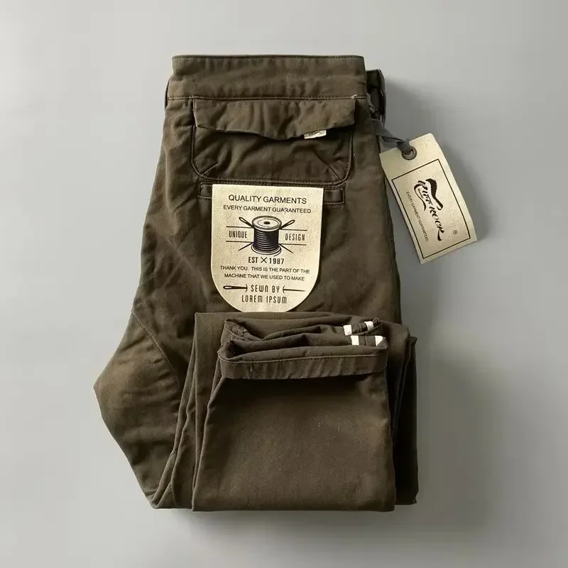Pantaloni cargo resistenti in puro cotone stile americano per uomo Calzature per pantaloni casual a gamba dritta allentata anti-sporco 3