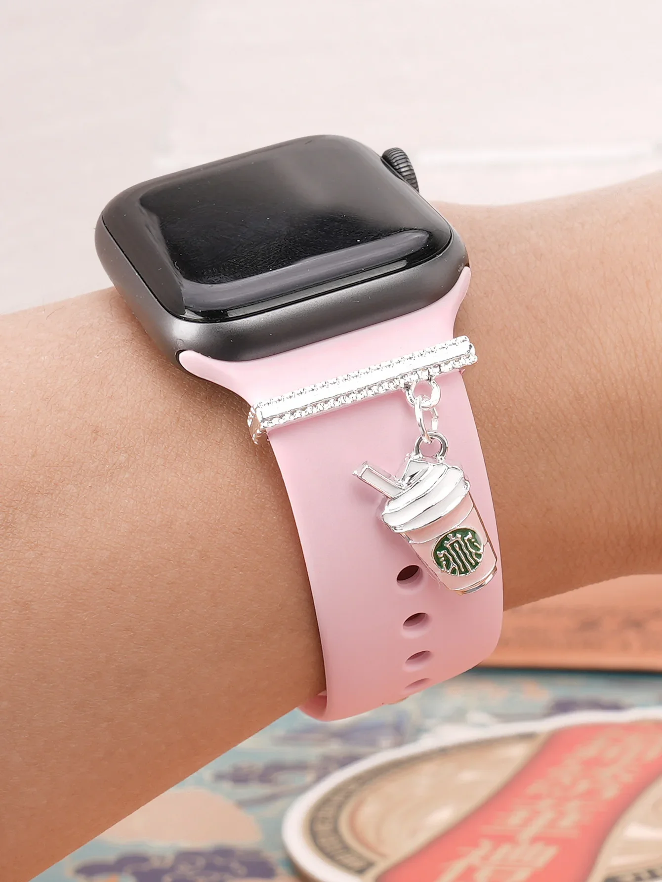 Creative Coffee Mug Watchbands Charm Decoration Per Apple Watch Band Accessori Per Galaxy Watch Series Bands Charms Jewelry