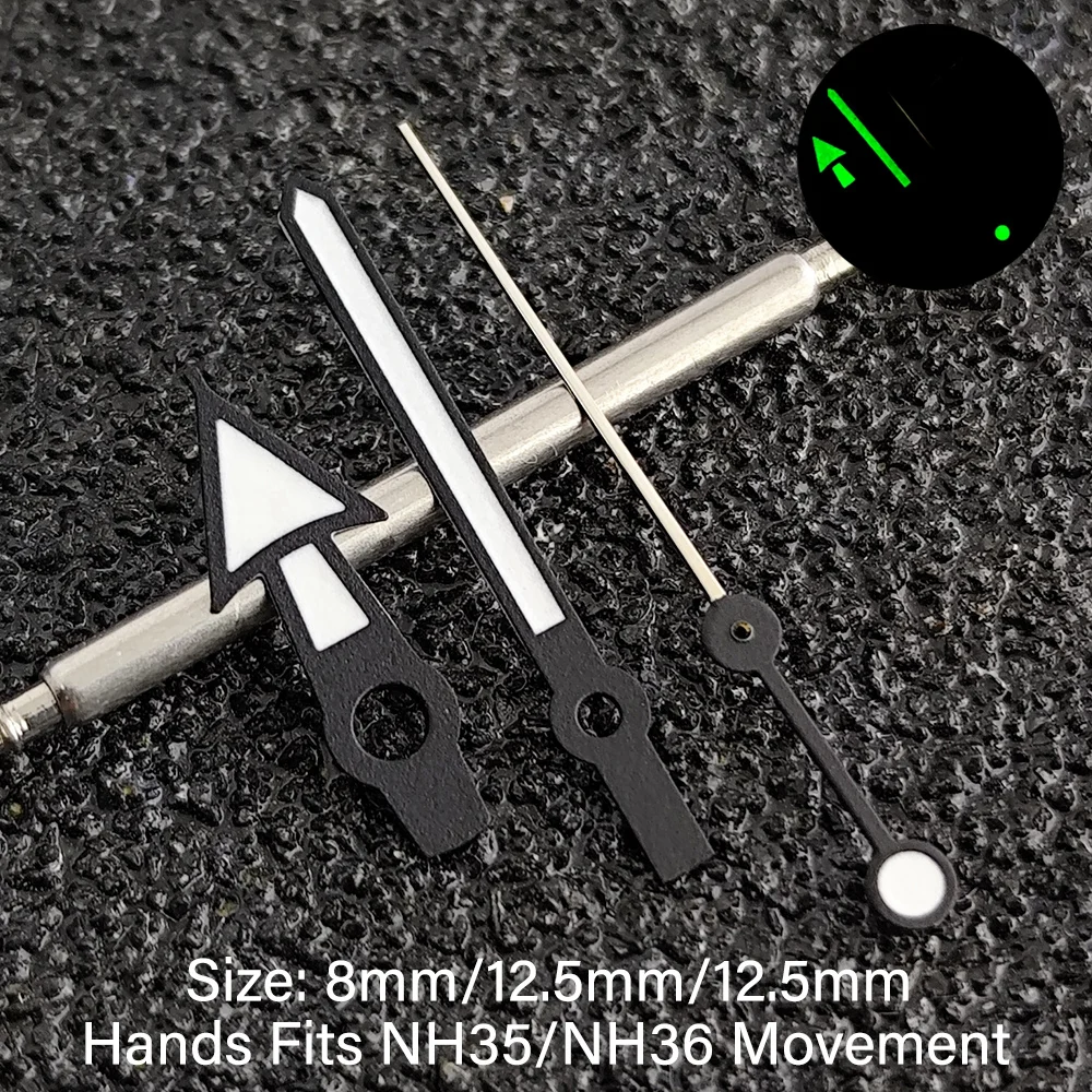 Premium Black Watch Hands with Green Luminous Markers