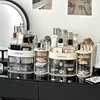 Rotating Makeup Organizer with Drawer Plastic Cosmetic Storage Box with Divider for Desktop Compact Travel Makeup Case for Women 5