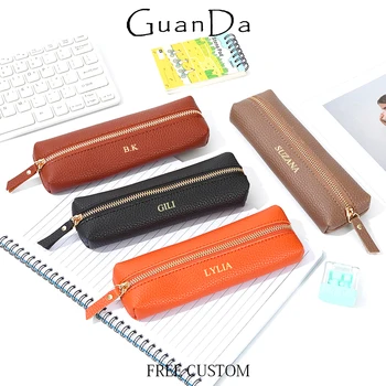 Astuccio Portapenne Personalizzato in Pelle PU alla Moda, Borsa Portapenne con Cerniera per Studenti, Borsa Portaoggetti Fai-da-te per Affari, Regalo di Cancelleria per Dropshipping