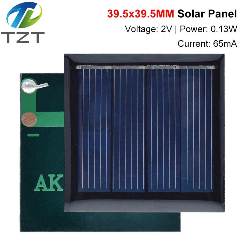 TZT 2V 60mA 0,13W Solarpanel aus Epoxidharz, polykristallin, DIY-Spielzeug, Solarlicht, Batterie-Lademodul, 39,5 x 39,5 mm, Mini-Solarzelle