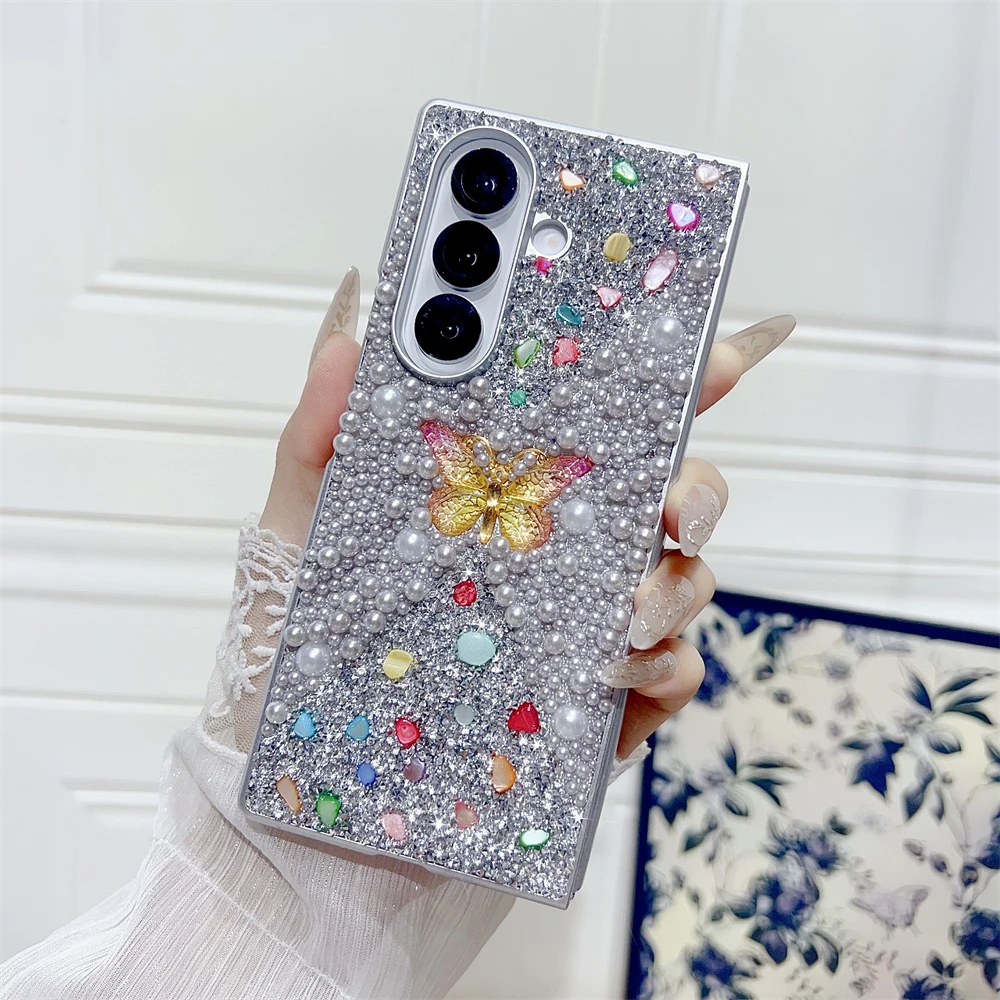 Glitter Butterfly Gradient Diamond Pearl Pink Gift Case Cover