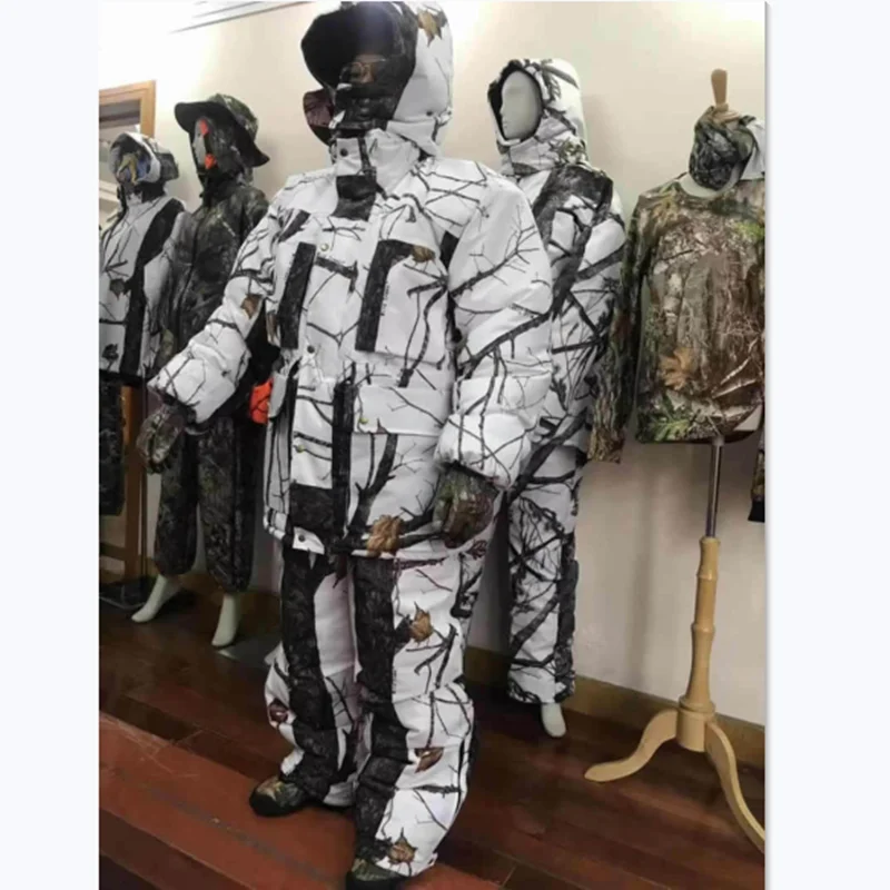 Waterproof Ghillie Jacket Pants Suit Hunting Camouflage Clothing Sniper Jungle Woodland Sets Outdoor Bionic Winter Bird watching