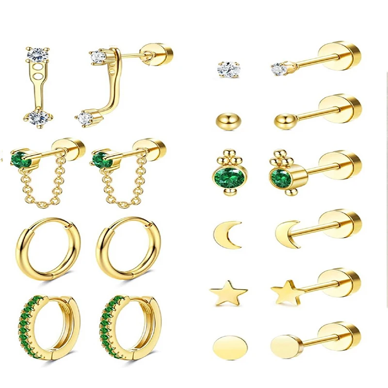 Stud Earrings for Women 2Pcs Stainless Steel Flat Back