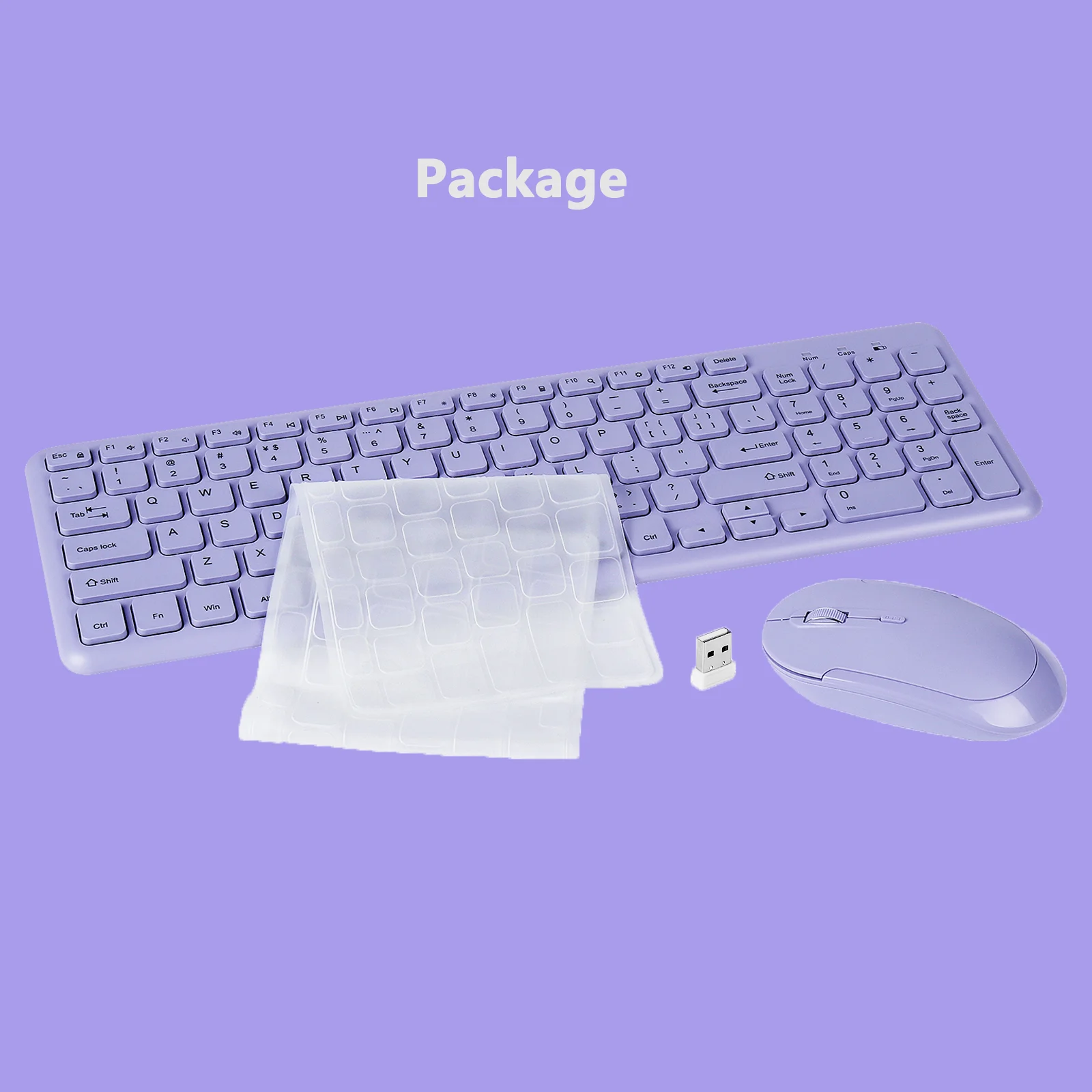 Conjunto de Teclado e Mouse Multimídia sem Fio 2.4g Ergonômico Silencioso Teclado Roxo Laptop pc Smart tv - Imagem 6