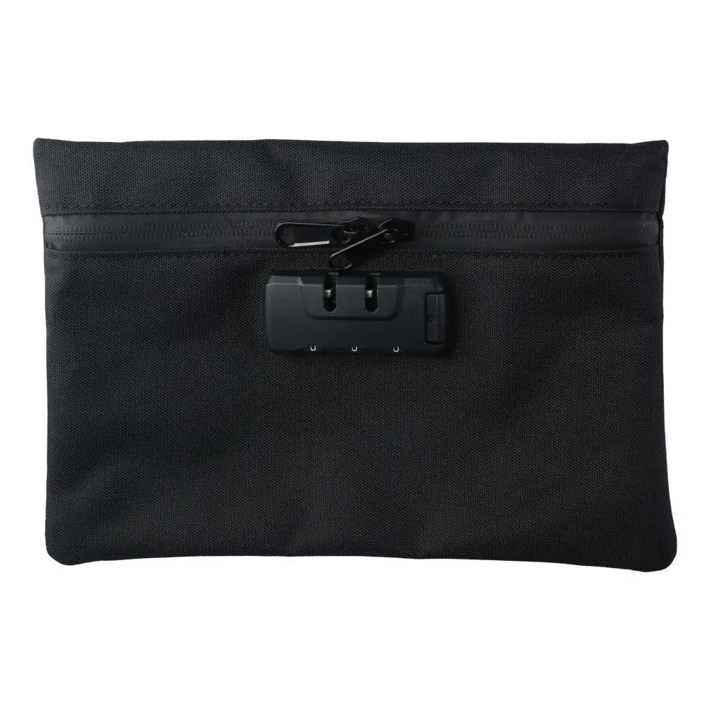 

Portable Money Bag With Lock Black Locking Accessories Pouch Document Bag Combination Lock with Zip Security Bag for Cash