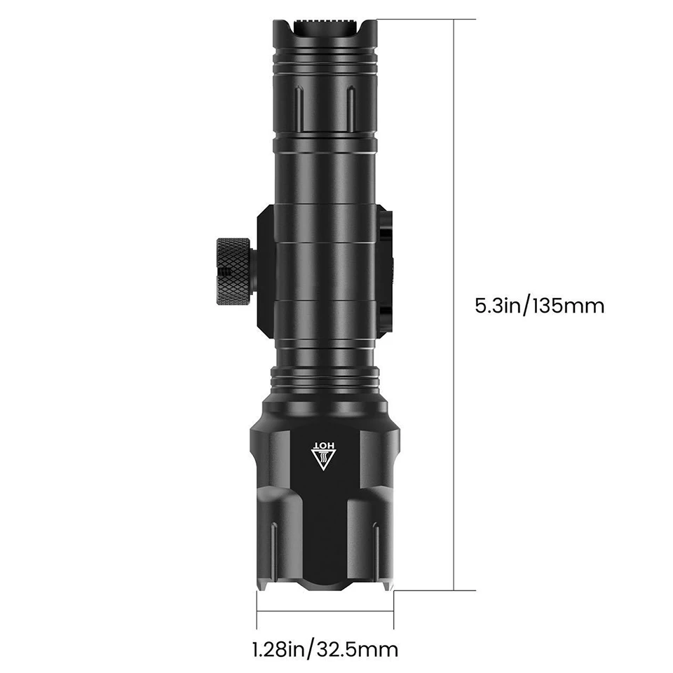 1200 Lumen Tactical Flashlight Matte Black Aluminum LED Weapon Light with Mlok System Remote Pressure Switch for Picatinny Rail