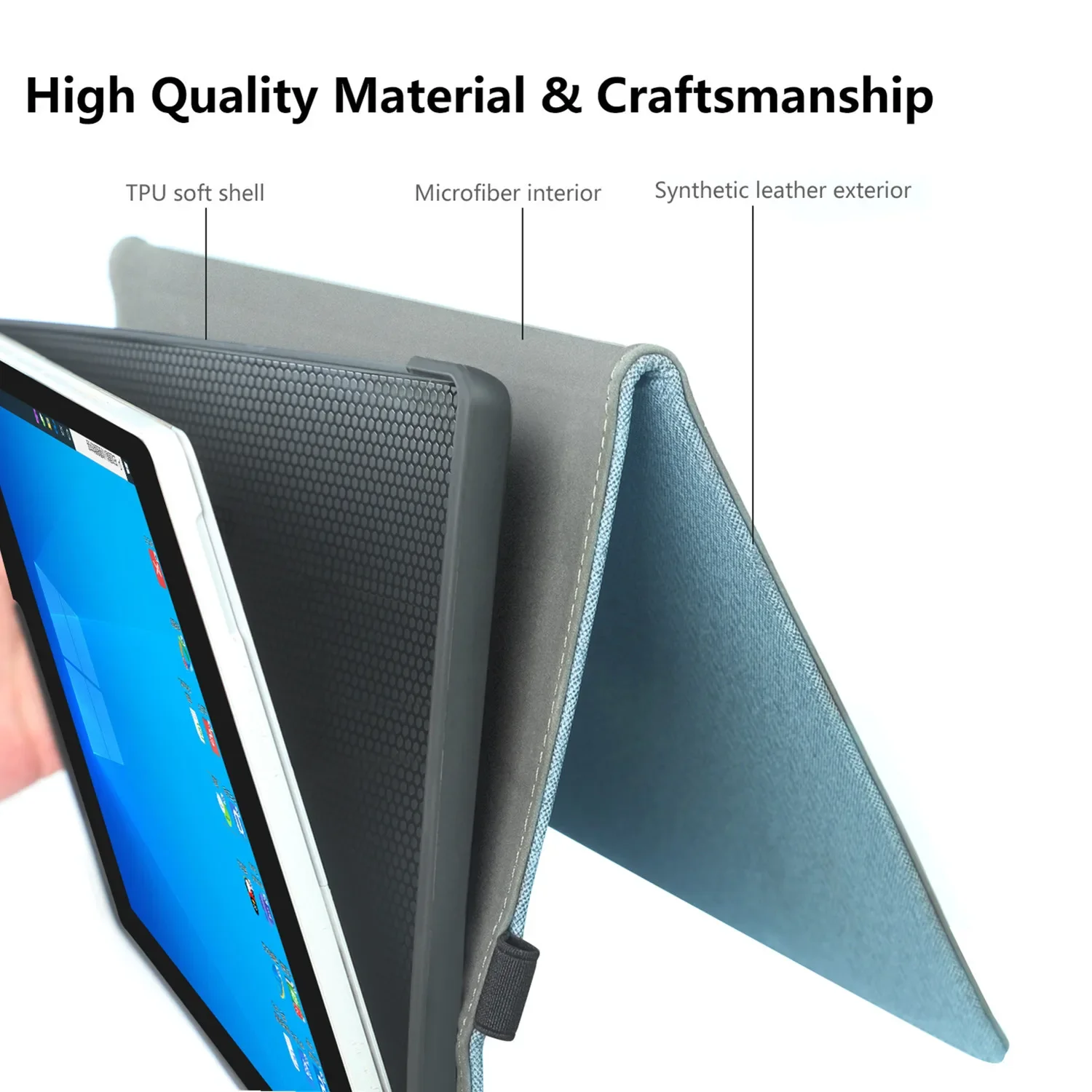 Microsoft Surface Pro X 13 Inch Case Stylus Holder Multi-Angle Stand Protective Folio Cover Models
