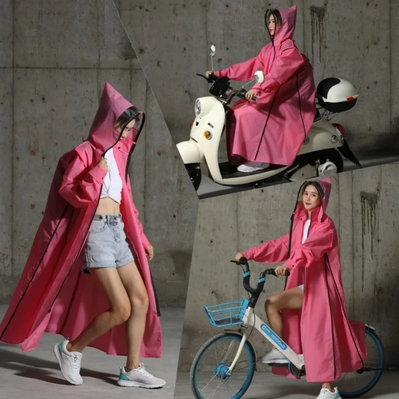 Raincoat Women/Men Zipper Hooded Poncho Motorcycle Rainwear Long Style Hiking Poncho Environmental Rain Jacket